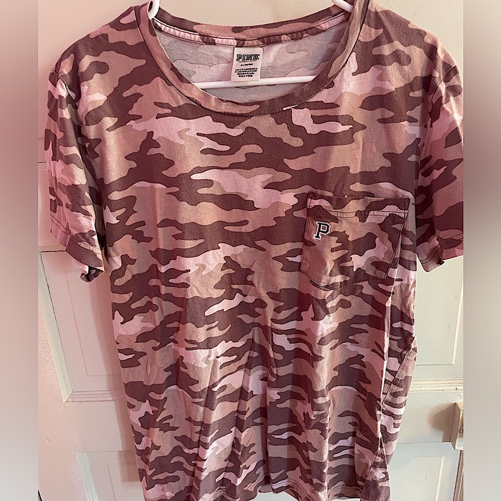 VS PINK pink camouflage short sleeve tee